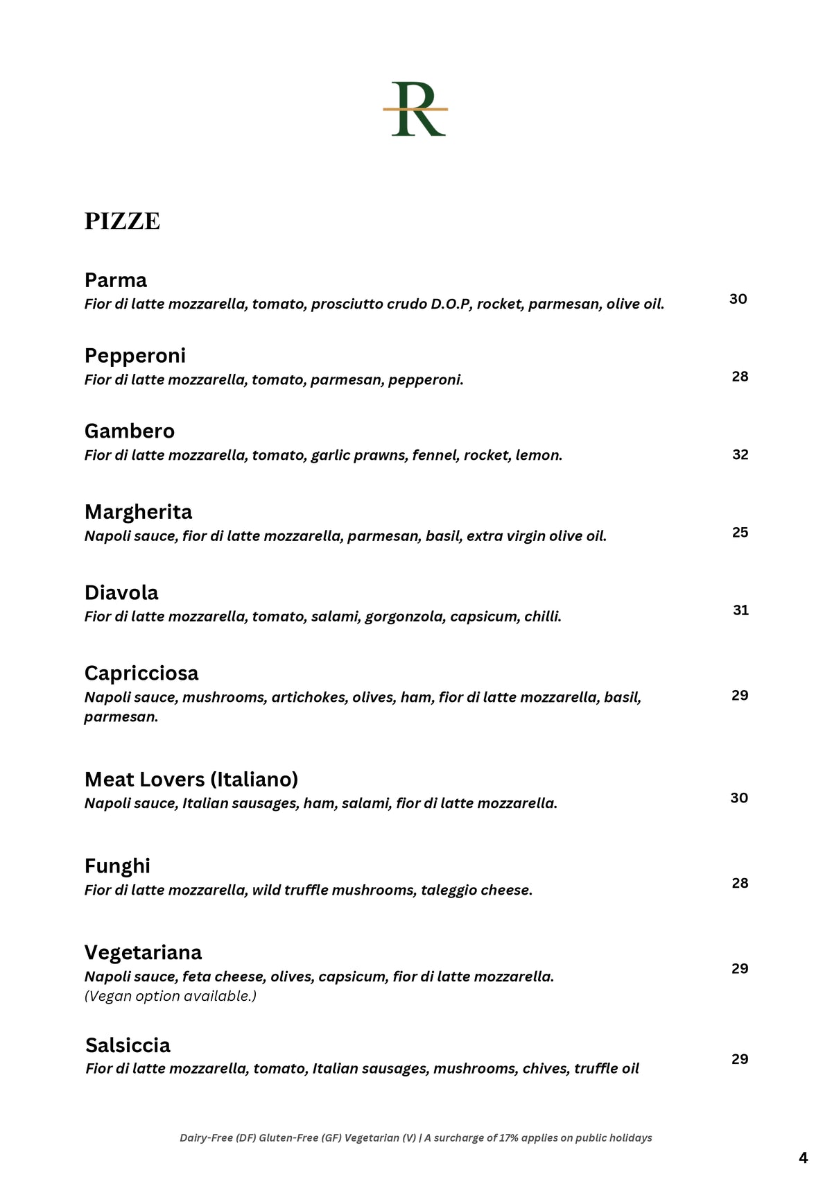 Lunch & Dinner Menu – The Ridge Noosa